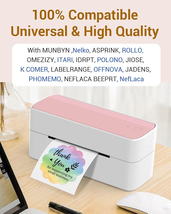 Phomemo Rainbow 2" Color Thermal Labels Roll for 4X6 Thermal Printer for Small Business Supplies, Commercial Grade Thermal Labels for Custom Stickers Personalized & Business Logo, 500pcs / Roll-DeskLoop Office