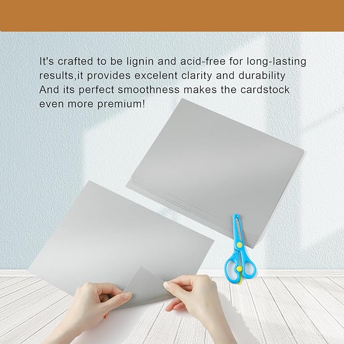 40 Sheets Grey Cardstock 8.5 x 11 Crafts Paper, 200gsm/75lb Premium Gray Card Stock Printer Paper for DIY Cards Making, Business Cards, Certificates, Wedding Invitations, School, Menus-DeskLoop Office