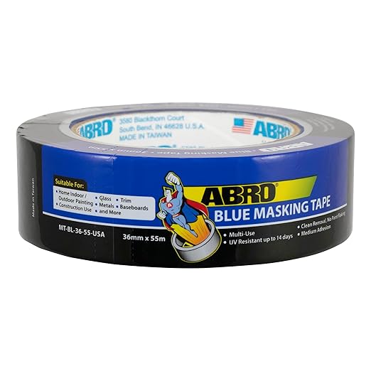 ABRO Blue Painters Tape 1.5 Inch Wide, 36mm x 55M, All Purpose Blue Tape, Temporary Labeling, Easy Tear, Clean Removal, Masking Tape Colored DIY or Pro-DeskLoop Office