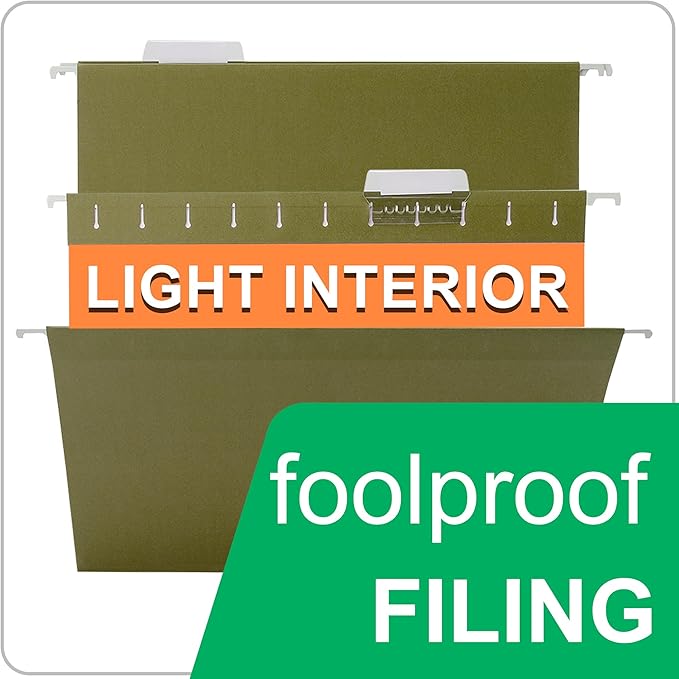25 Packs Hanging File Folders,Standard Green File Folders for Filing Cabinet,1/5 Adjustable Tabs & Labels,Bulk File Organizer for Office,School,Home-DeskLoop Office
