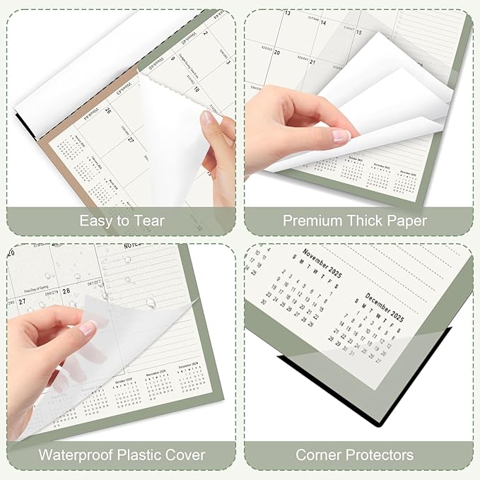 Gannyfer Desk Calendar 2025-2026, Large 18 Monthly Calendar 2025 22" x 17", July 2025 - Dec 2026, Academic Desktop Pad Calendar with To-Do List and Notes, Plastic Cover, Thick Paper, for Planning and Organizing(6 Stickers)-DeskLoop Office