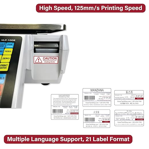 VisionTechShop VLP-100B Label Printing Scale, Capacity 30/60lb Readability 0.01/0.02lb, NTEP Legal for Trade-DeskLoop Office