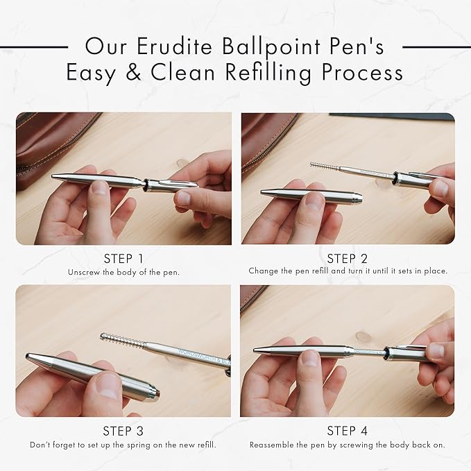 Wordsworth and Black Ballpoint Pen Black Lacquer- Stunning Luxury Pen Chrome Finish, Ink Refill, Best Gift Set for Men & Women, Refillable, Elegant, Nice Pens, Fine Point-DeskLoop Office