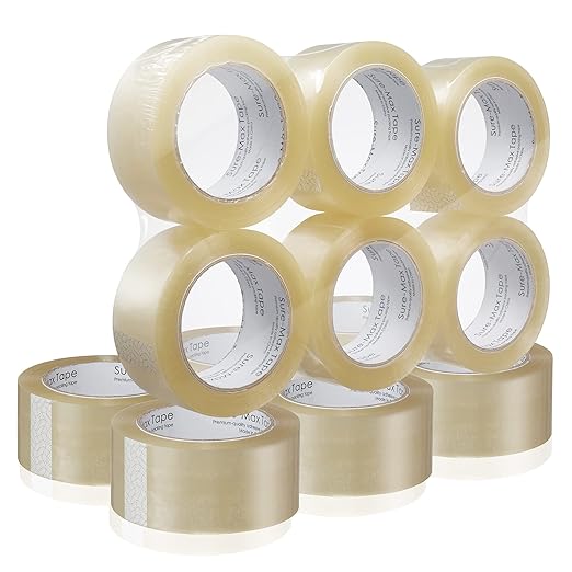 Sure-Max Premium Carton Packing Tape 1.8 mil 330 Feet (110 Yards) - Clear - 12 Rolls