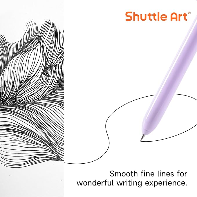 Shuttle Art Retractable Pastel Gel Ink Pens, 15 Pack Black Ink Pens, Cute Pens 0.5mm Fine Point for Writing Journaling Taking Notes School Office Home-DeskLoop Office