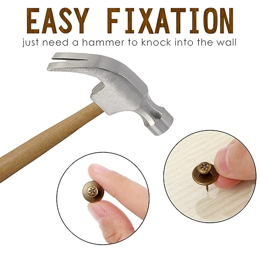 Push Pins Picture Hangers Double Headed Thumb Tacks Wall Hooks for Wall Hangings Picture Hangers Nails Small Photo Hanging Hook Pins for Home Office Photo Decor(Bronze,25 Pieces)-DeskLoop Office