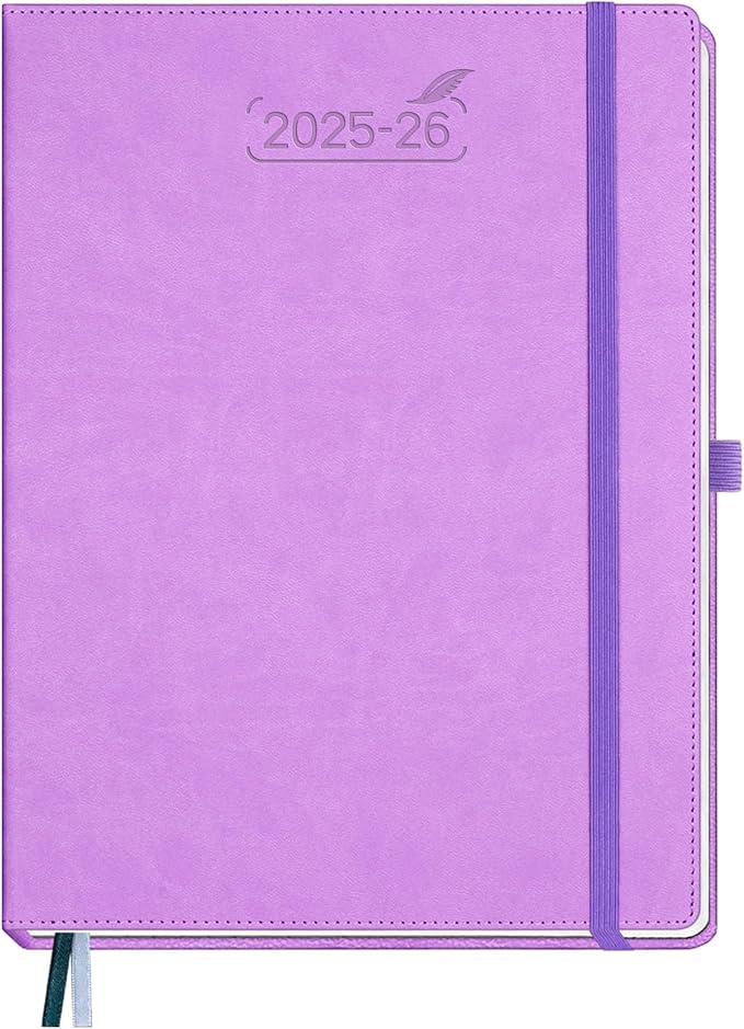 BEZEND Planner 2025-2026 Weekly and Monthly, 8.5" x 11" Academic Calendar (Jul 25-Dec 26) Vertical Daily Appointment with Hourly Timeslot & Monthly Tab, PU Leather Hardcover - Lavender-DeskLoop Office