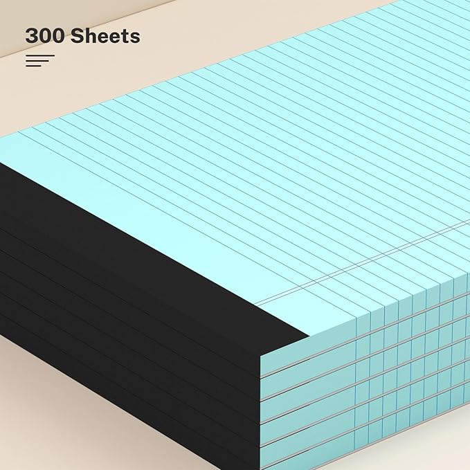 300 Sheets Blue Legal Pads 8.5 x 11 College Ruled Paper 6-Pack Note Pads Narrow Ruled 50 Sheets per Notepad Perforated Writing Pad Durable Sturdy Back 8x11 Pads of Paper-DeskLoop Office