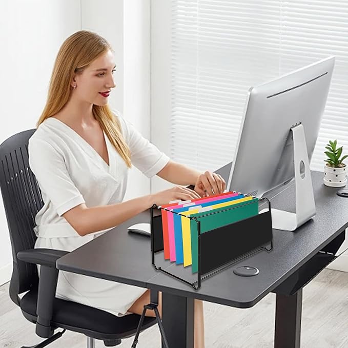 Blue Hanging File Folders,50 Packs Reinforced Hang Folders,Designed for Home and Office Color Coded File Organization, Letter Size-DeskLoop Office