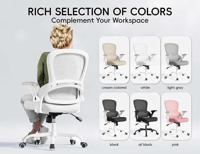 TRALT Office Chair - Ergonomic Office Chair with Back Support, Home Office Desk Chairs, Comfy Desk Chair, Computer Chair, 330lbs Wide Seat Big and Tall Office Chairs for Gamers(White)-DeskLoop Office