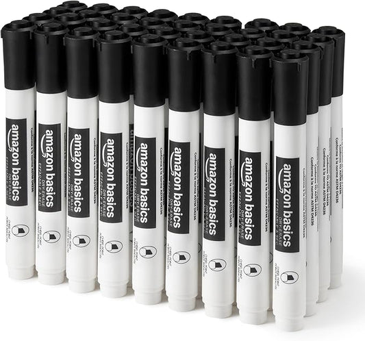 Amazon Basics Low-Odor Dry Erase Whiteboard Markers, Chisel Tip, Black, 36 Count-DeskLoop Office