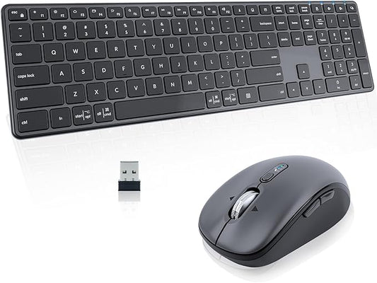 M9250 Wireless Keyboard Mouse Combo,Scissors Mechanism QWERTY Silent Wireless Bluetooth Keyboard and Ergonomic Mouse Set for Windows, iOS, Android, Computer Desktop PC Laptop iPad-DeskLoop Office