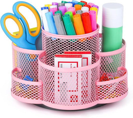 Pink Pen Holder for Desk, Rotating Pencil Holder, Cup Holder for Desk Office, Pen Organizer-DeskLoop Office