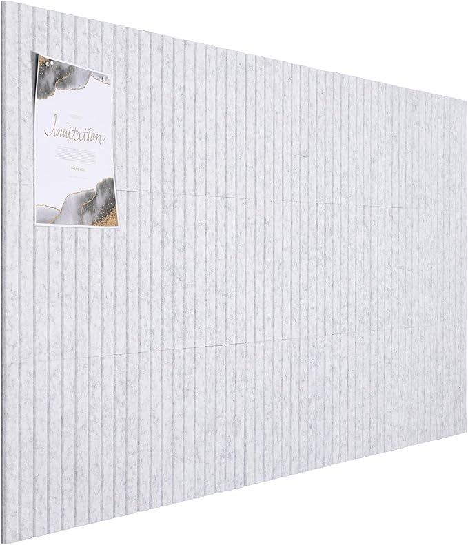 Large Cork Board Alternative, 15 Pack Felt Board with Safe Removable Adhesive Tabs Felt Wall Tiles, Large Cork Boards for Walls, Cork Board for Home Office, Pin Boards for Walls, Stripe Marble White-DeskLoop Office