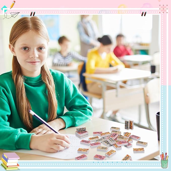 180 Pcs Inspirational Erasers for Kids Christian Pencil Erasers Bulk, Back-to-School Gifts Motivational and Cute Supplies for Students Classrooms, Drawing(Boho,Inspirational)-DeskLoop Office