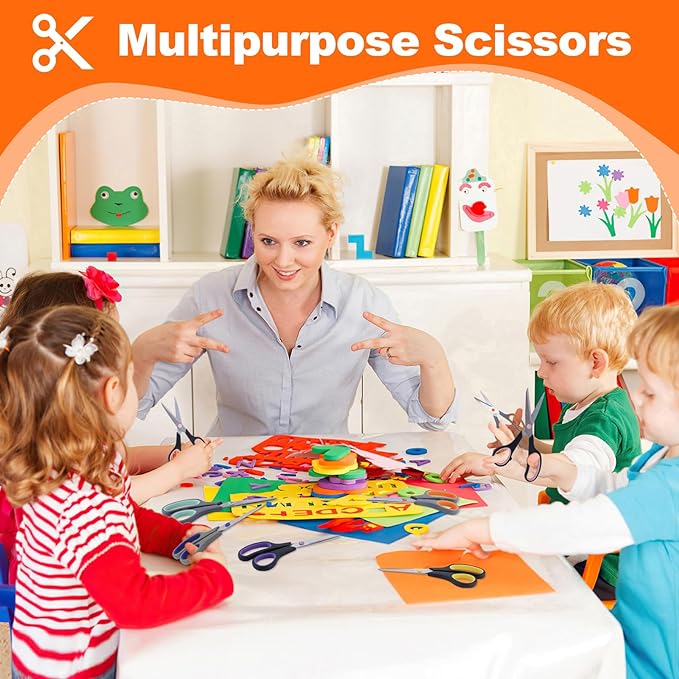 Scissors for Office School Supplies, Hnncugty 8" Scissors All Purpose Bulk Set of 24-Pack, Sharp Shears for Home Craft Sewing Fabric, Middle School Student Teacher Supplies, Comfort Right/Left Handed-DeskLoop Office