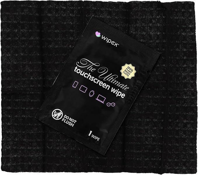 Wipex Ultimate Car Screen Cleaner - 48ct Auto Screen Wipes, Streak-Free & Residue-Free, Plant-Based Black Cloth for Interior, Mirrors & Dashboard, 24ct Individually Wrapped (Pack of 2)-DeskLoop Office