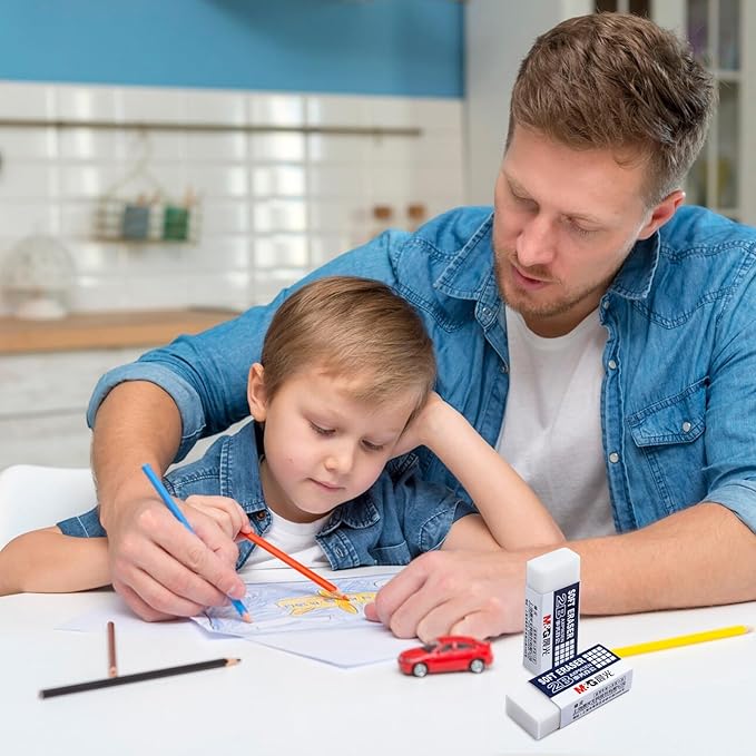 M&G 24 Pack Erasers Pencil Erasers, 2B White Rubber Eraser Rectangular Bulk for Kids School Students Office, Art Erasers for Drawing-DeskLoop Office