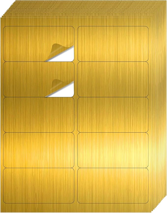 STARLIBOO Shipping Labels Stickers, 2"×4" Gold Printable Mailing Labels for Laser/Inkjet Printing- Matte Gold, Permanent Adhesive Stickers-DeskLoop Office