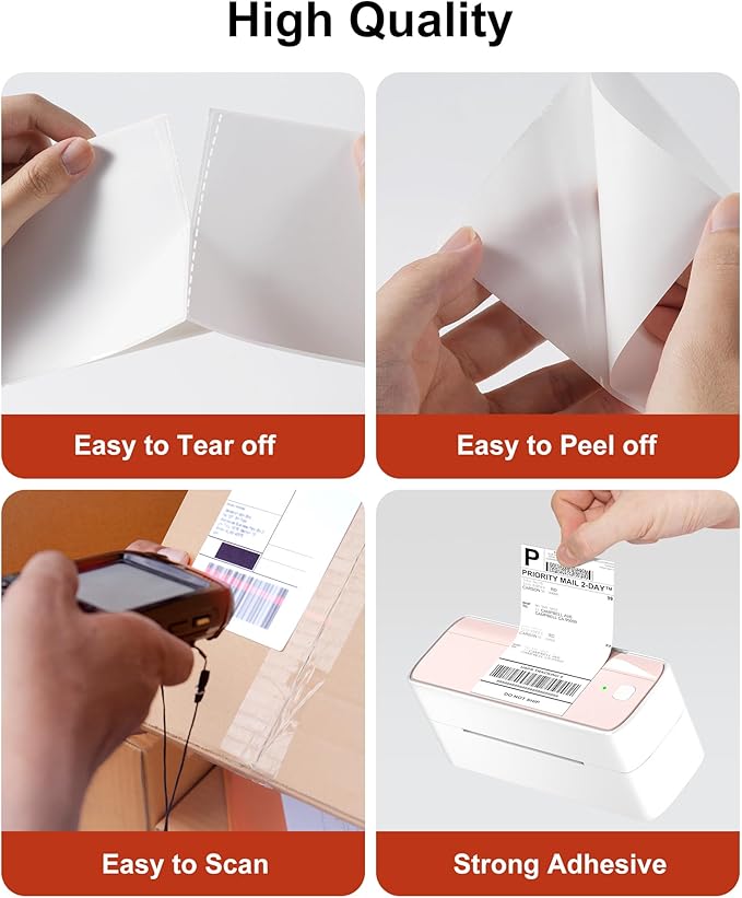 Phomemo 4x6 Shipping Labels, 500 PCS Fan-Fold Thermal Labels, Compatible with MUNBYN,JADENS,Nelko,Phomemo 241bt,243BT, D450BT,D520BT,2411BT Label Printer,Water/Oilproof Label Stickers for Address Mail-DeskLoop Office