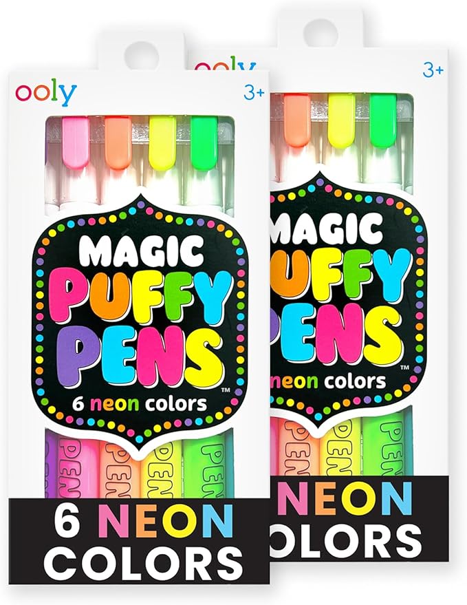 Ooly Puffy Paint Neon Gel Pens 2 Pack (12 Pens), 3D Foam Texture Painting Magic Puffy Pen, Creative and Fun Pens for Kids Arts and Crafts Drawing Supplies-DeskLoop Office