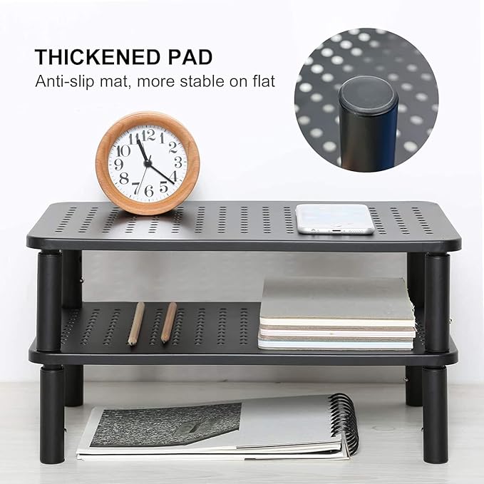 suptek Computer Monitor Stand Riser,Monitor Riser for Laptop, Printer, Notebook and All Flat Screen TV Display with Vented Platform,3 Height Adjustable Laptop Riser,1 Pack,Black(MST003)-DeskLoop Office