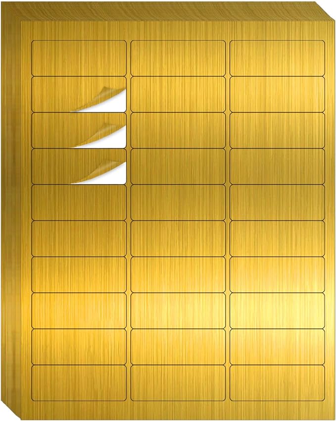 1" x 2-5/8" Address Labels- Gold Shipping Labels Stickers/Mailing Labe Stickers for Laser/Inkjet Printer, Matte- Permanent Adhesive Sticker-DeskLoop Office