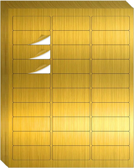 1" x 2-5/8" Address Labels- Gold Shipping Labels Stickers/Mailing Labe Stickers for Laser/Inkjet Printer, Matte- Permanent Adhesive Sticker-DeskLoop Office
