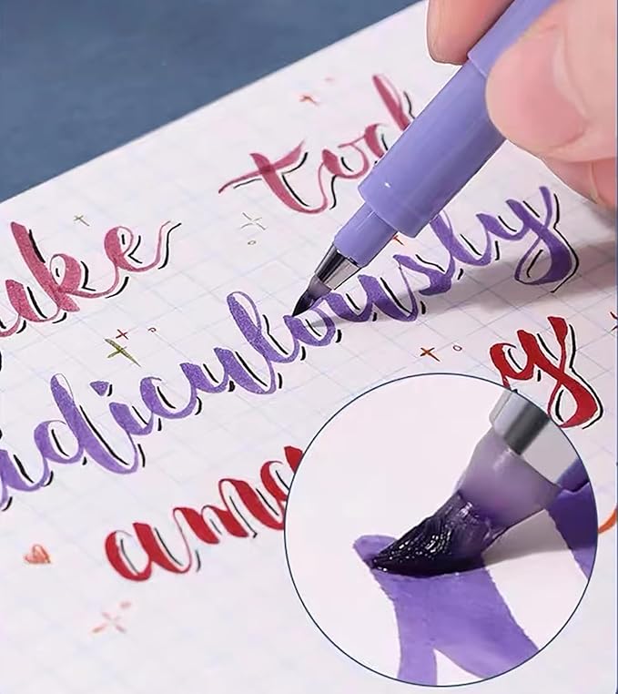 Felt Tip Pens, 15pcs Calligraphy pen Assorted Colors Sign Brush Pen Art Brush Marker Water Based Journaling Pen Set for Beginners Beginner Adult Lettering, Calligraphy (15pcs)-DeskLoop Office