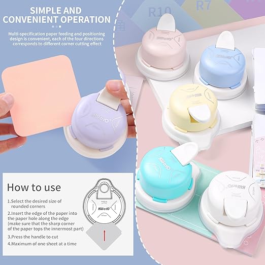 Kaluofan Corner Rounder Punch, 2024 Upgraded 4 in 1 Corner Punch (Inside Rounded Corner+R4mm+R7mm+R10mm), Paper Corner Rounder, Punches for Crafts, DIY Projects, Photo, Card, Scrapbooking Making-DeskLoop Office