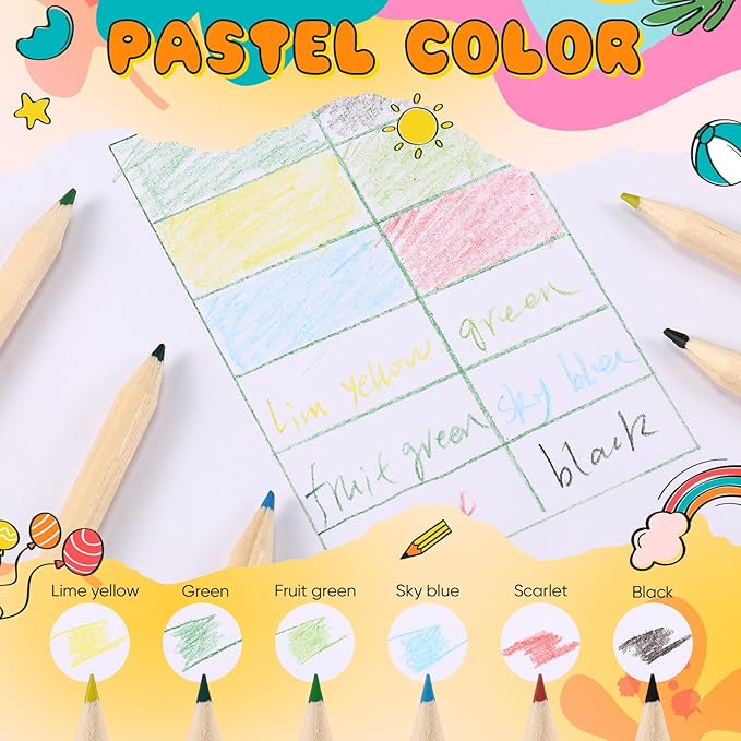 Faccito 10 Packs Mini Drawing Colored Pencils for Kids 3.5 Inch Portable Short Fat 6 Different color Pre Sharpened Pencils in Bulk for Children Painting Classroom School Supplies-DeskLoop Office