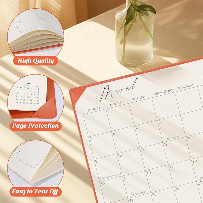 Gannyfer Desk Calendar 2025-2026 with Desktop Mat, Simplified Large 22" x 17" Desktop Pad Calendar, 18 Month Table Calendar from Jan 2025 to Jun 2026, Office Supplies Perfect for Home School and Office - Orange-DeskLoop Office