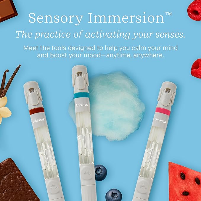 Lifelines Pen Diffuser Set, Cotton Candy - 1mm Black Ballpoint Pen with Scented Essential Oil Blend & 2 Ink Refills – Aromatherapy Diffuser & Sensory Immersion Diffuse Aroma As You Write-DeskLoop Office