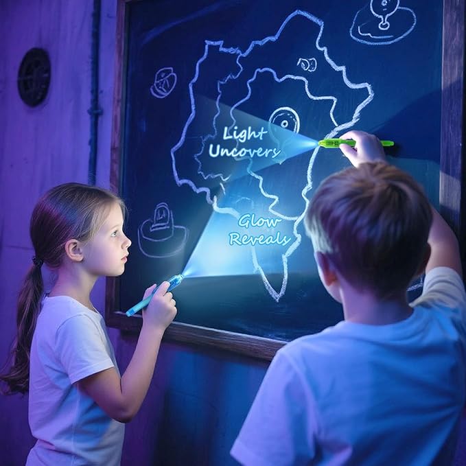 Invisible Ink Pens 12 Pack with Notebook and UV Pen Light, Party Favors for Kids 8-12, Christmas Stocking Stuffers, Thanksgiving Halloween Goodie Bag Gifts-DeskLoop Office