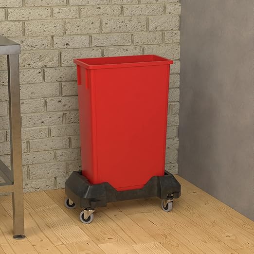 23 Gallon Red Slim Jim Trash Can with Dolly-DeskLoop Office