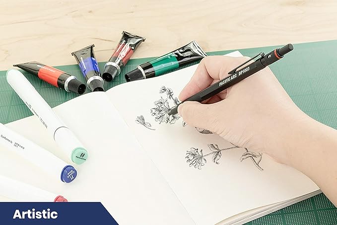 Pacific Arc Chromagraph Metal Mechanical Pencil .3 mm Black Barrel Mechanical Pencil with Built In Lead Pencil Grade Indicator, Lead Pencil Holder for Drafting, Sketching, and Drawing-DeskLoop Office