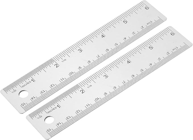 PATIKIL 6 Inch Stainless Steel Ruler Straight Edge Ruler, 2 Pcs Cork Backing Non-Slip Metal Ruler with Inches Centimeter Metric Measuring Tools for Office-DeskLoop Office