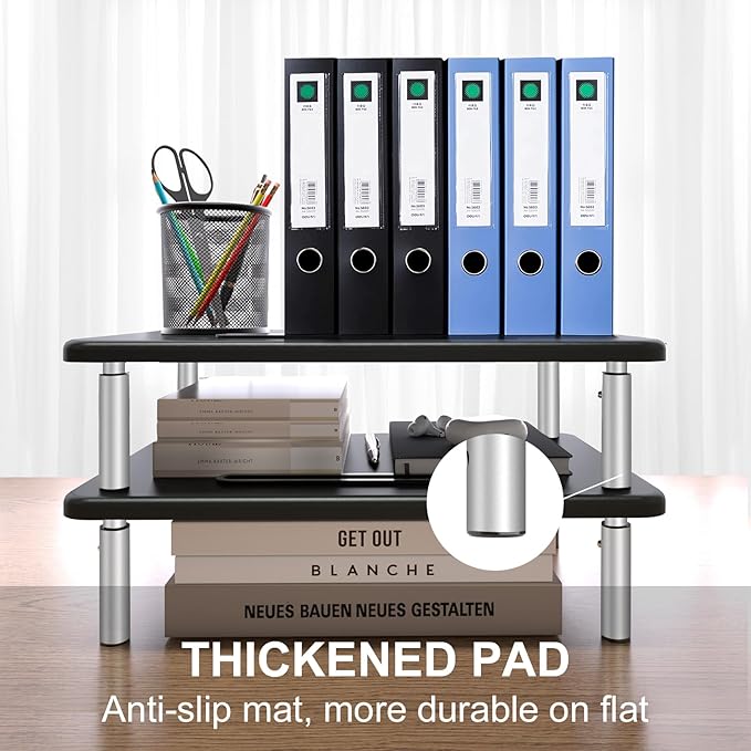 suptek Monitor Laptop Stand,Monitor Laptop Stand Riser for Desk,3 Height Adjustable,Laptop Computer Stand With Metal Vented Platform for Laptop, PC, Printer(MST003M)-DeskLoop Office