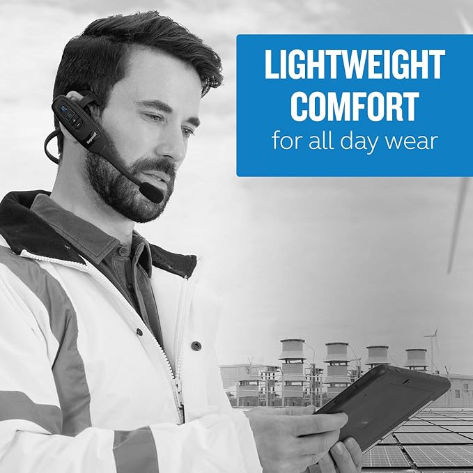 BlueParrott C400-XT Mono Bluetooth Wireless Headphones 96% Noise Canceling Trucker Headset with Mic, Convertible Over Head to Behind Neck Style with 300 ft. Wireless Range, 24 hrs. Talk Time, Black-DeskLoop Office