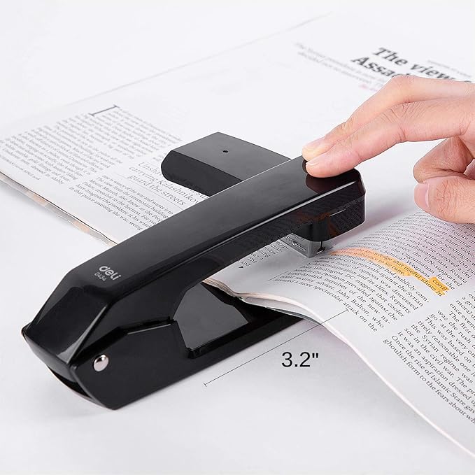 Deli Swing-Arm Swivel Stapler, 25 Sheet Capacity, 360 Degree Rotate Desktop Staplers for Booklet or Book Binding, Black-DeskLoop Office