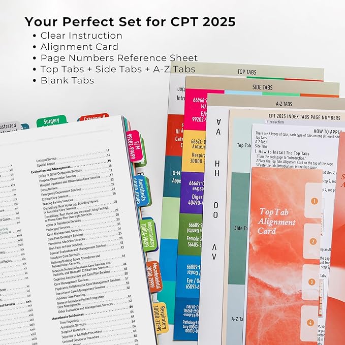 CPT 2025 Code Book Index Tabs - for AMA Version CPT 2025 Professional Edition, Easy-to-Apply, Long-Lasting, and Organized for Optimal Use (Book Not Included)-DeskLoop Office
