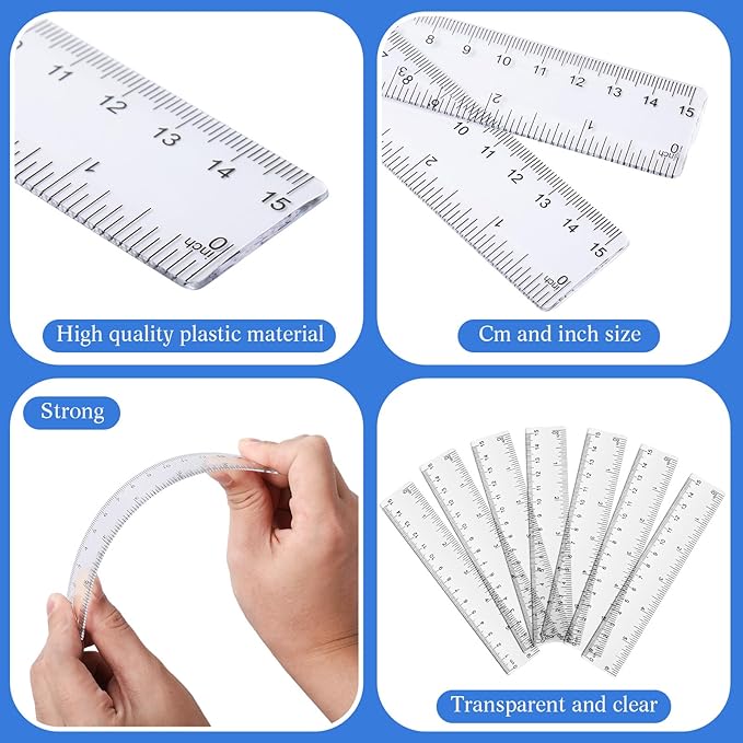 Zonon 6 Pcs 6 Inch Ruler Bulk Clear Plastic Flexible Straight Metric Rulers with Centimeters and Inches Drafting Measuring Tool for Classroom School Students Education-DeskLoop Office