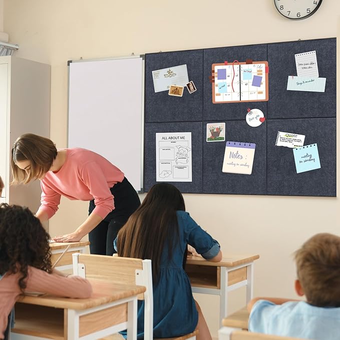 Smarpau Bulletin Board Large Cork Board for Walls 48"x36", 12 Pack Pin Board Felt Board with 35 Pushpins 50 Removable Security Stickers, Cork Boards for Office Home School Decor (Deel Grey)-DeskLoop Office