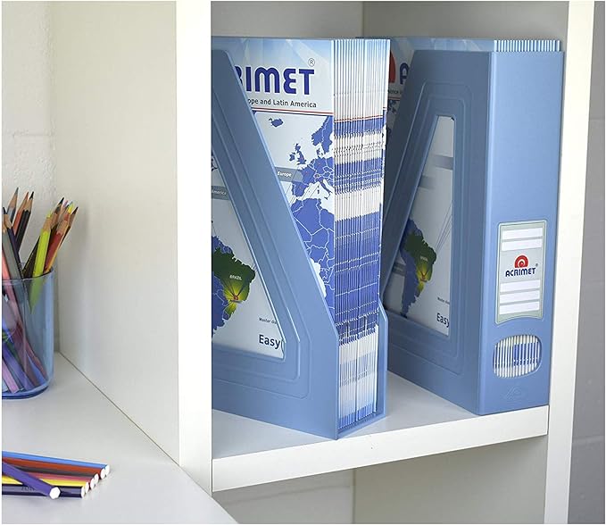 Acrimet Magazine File Holder, Durable Rack, Space-Saving Organizer (Plastic) (Solid Blue Color) (2 pack)-DeskLoop Office