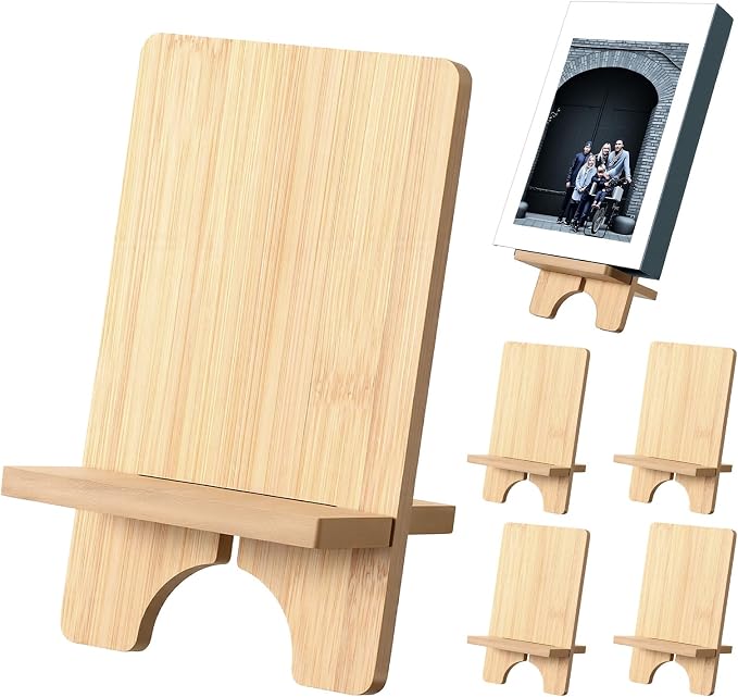 6 Pack Bamboo Book Stand for Display, Natural Easel Holder Stand for Home Office - Image 2