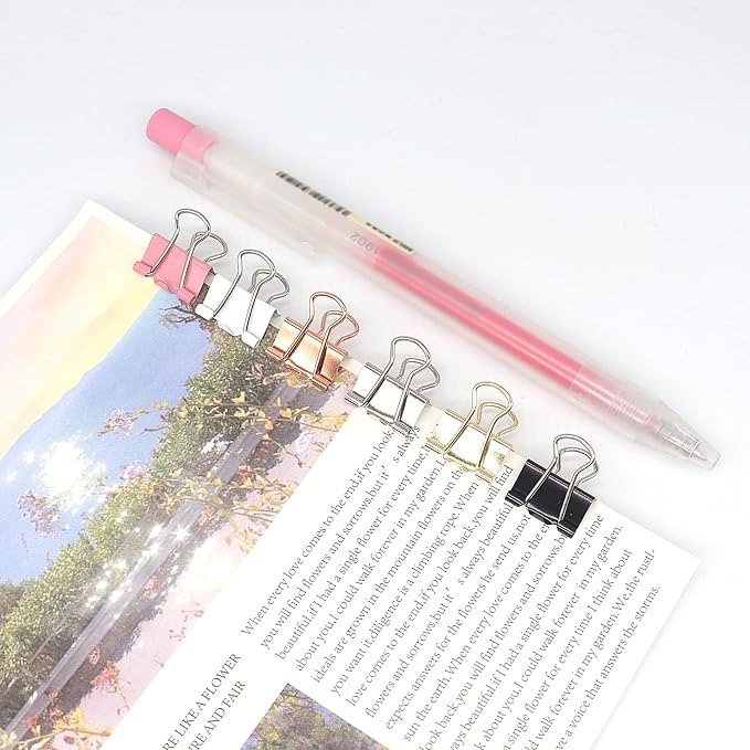 Mini Binder Clips, Paper Clip, Small Paper Clamps 15mm, 100 Pack Micro Size - Image 5