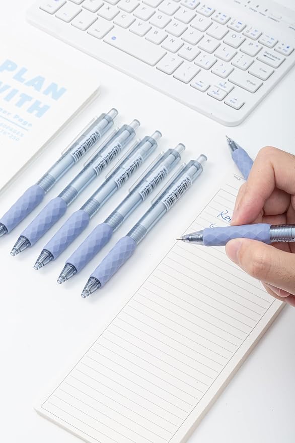 Retractable Gel Pens Clicker, Medium Point 0.7, Premium Comfort Grip for Smooth Writing Planner and School Supplies (Blue, 1 Count (Pack of 8))-DeskLoop Office