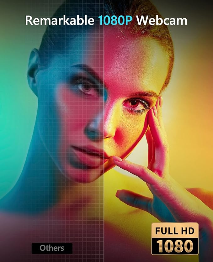 NBPOWER 1080P 60FPS Streaming Camera Webcam with Microphone and Fill RGB Light,Autofocus,Work with Laptop/Desktop Computer/Winsdows/Mac OS/PC Computer for Camera-DeskLoop Office