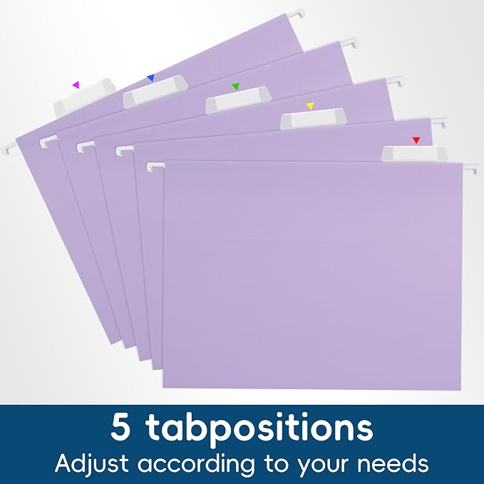Light Purple Hanging File Folders, 25 Pack Letter Size File Folders - Image 7