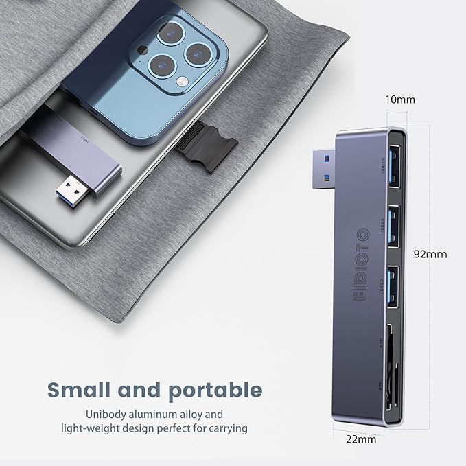 Fidioto USB A Hub, Networking Hubs Right Model 5-in-1 Adapter with 1 USB3.0 &2 USB2.0 & Micro SD/TF Card Reader, Compatible for Laptop MacBook, Chromebook, Dell, HP, Samsung, Keyboard, Mouse Etc.-DeskLoop Office